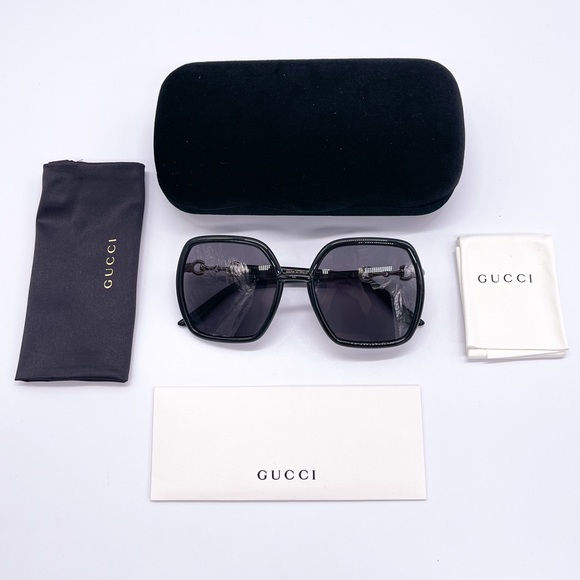 NEW GUCCI GG0890S 001 SQUARE FRAME SUNGLASSES GUCCI GG0890S BLACK - Picture 13 of 14